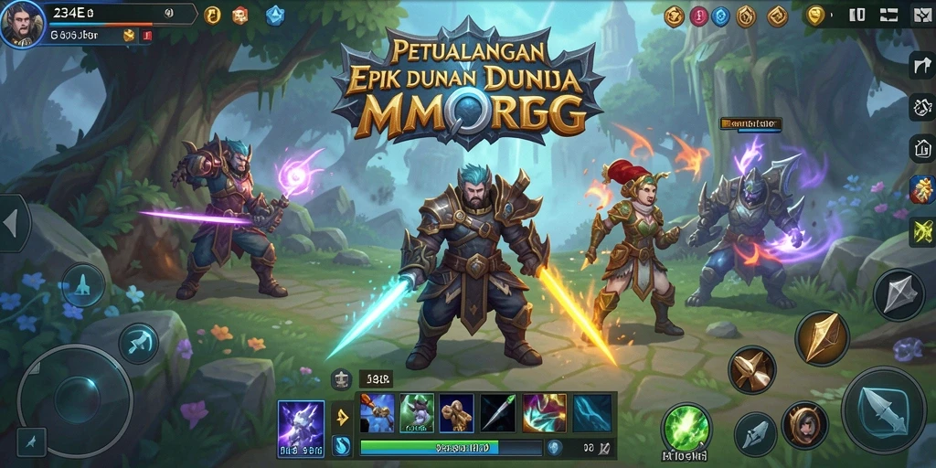Tampilan gameplay MMORPG 234E yang menakjubkan dan dinamis.