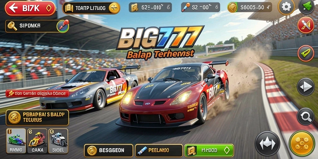 Gameplay mendebarkan dari BIG777 dengan mobil balap dan trek yang menantang.