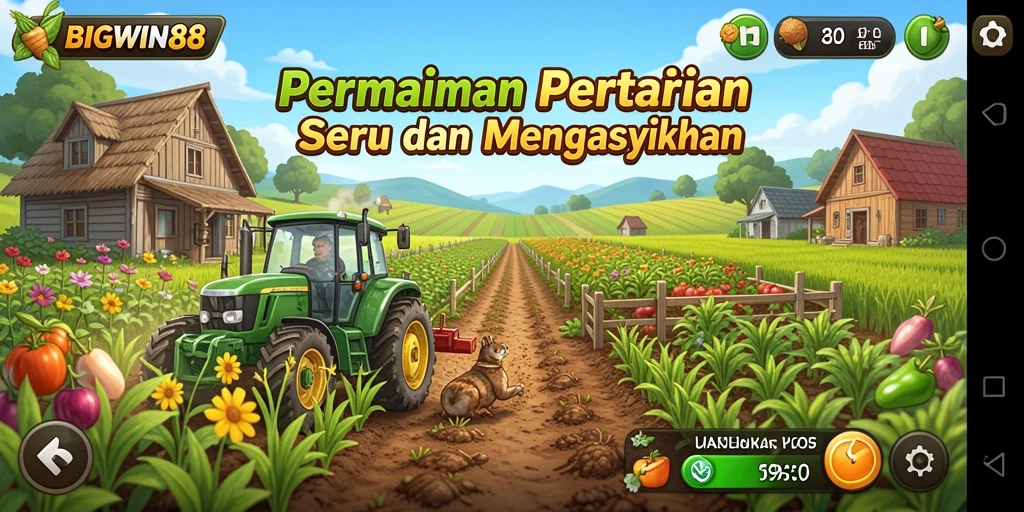 Tangkapan layar dari gameplay BIGWIN88 menampilkan pertanian yang indah.