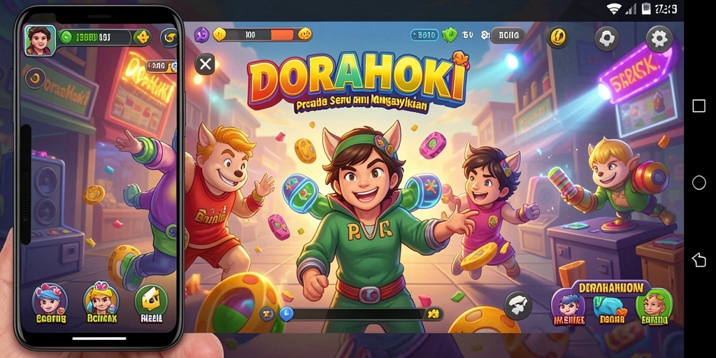 Tangkapan layar gameplay DORAHOKI yang menampilkan aksi seru dan menantang.