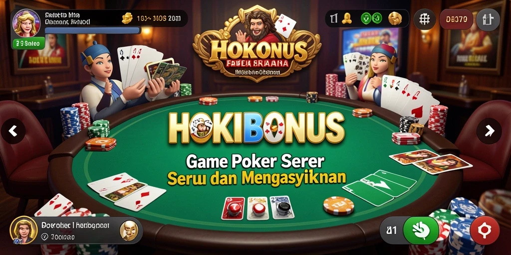 Tampilan gameplay HOKIBONUS yang seru dengan aksi kartu poker.