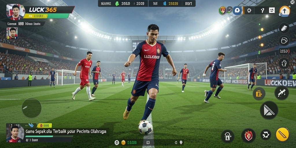 Tampilan gameplay LUCK365 yang realistis dengan aksi sepak bola seru.
