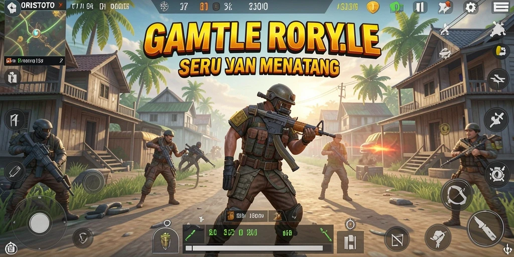 Screenshot utama ORISTOTO menampilkan aksi Battle Royale yang mendebarkan.