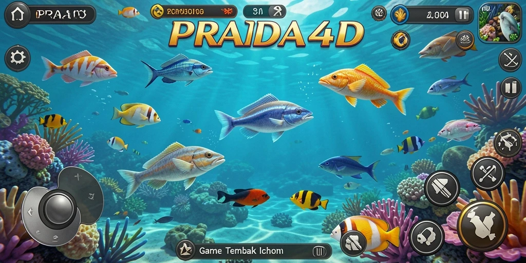 Tampilan gameplay seru dari PRADA4D saat menembak ikan.