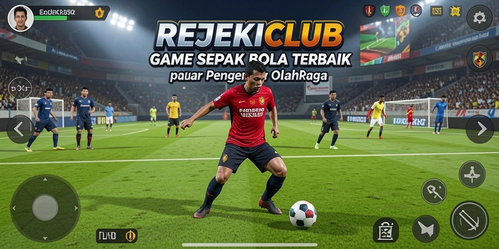 Tampilan gameplay menegangkan di REJEKICLUB dengan aksi sepak bola yang mendebarkan.