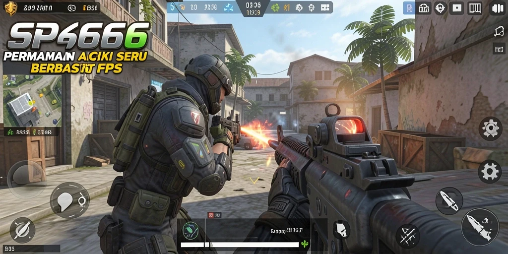 Tangkapan layar SP666 menunjukkan aksi tempur seru dalam game FPS.