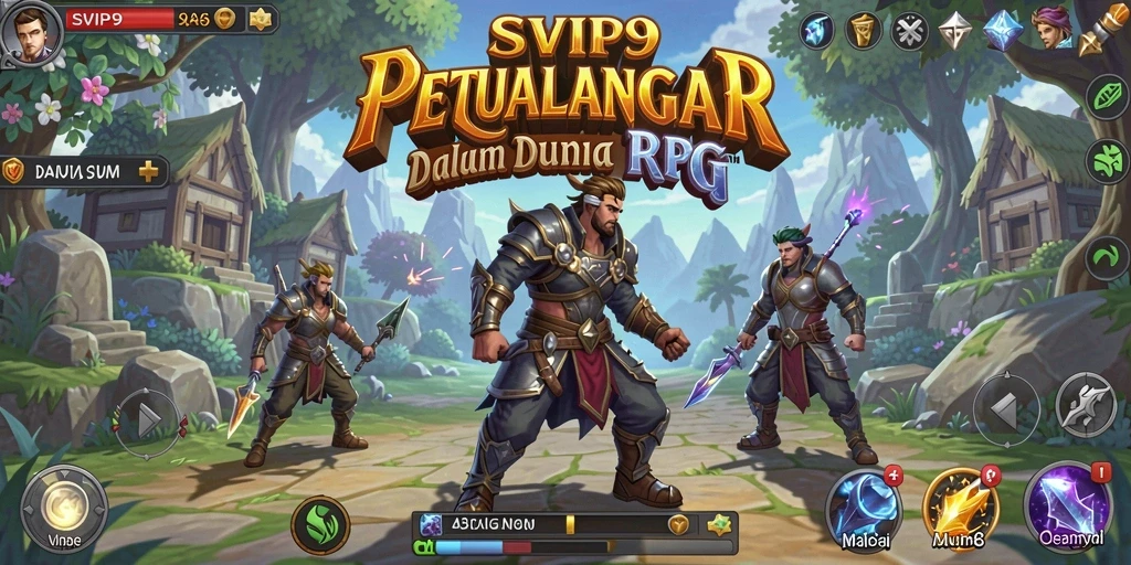 Screenshot gameplay RPG SVIP9 yang menampilkan pertempuran epik dan karakter unik.