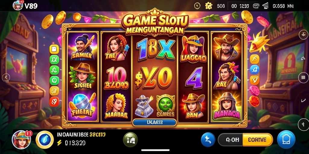 Tampilan menawan gameplay slot V89 dengan banyak peluang menang.